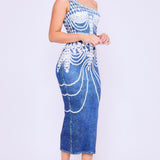 One Shoulder Denim Effect Dress