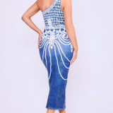 One Shoulder Denim Effect Dress