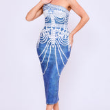 One Shoulder Denim Effect Dress