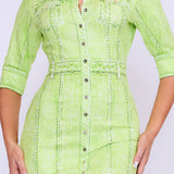 Denim Effect Button Down Mini Dress