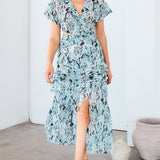 Chiffon Frill Slit Dress