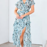 Chiffon Frill Slit Dress