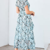 Chiffon Frill Slit Dress