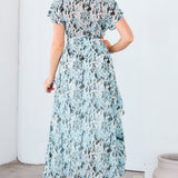 Chiffon Frill Slit Dress