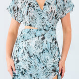 Chiffon Frill Slit Dress