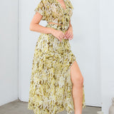 Chiffon Frill Slit Dress