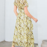 Chiffon Frill Slit Dress