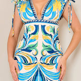 Plunge V-neck Shirring Midi Dress