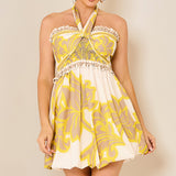 Flora Bow-Tie Smocked Tube Bubble Mini Dress