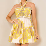Flora Bow-Tie Smocked Tube Bubble Mini Dress
