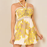 Flora Bow-Tie Smocked Tube Bubble Mini Dress