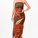 Flower Print Maxi Slit Dress