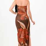 Flower Print Maxi Slit Dress