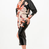 Front Ruched V-Neck Midi Dress