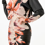 Front Ruched V-Neck Midi Dress