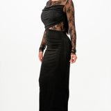 Lace Draped Bodycon Midi Dress