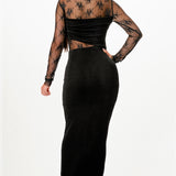 Lace Draped Bodycon Midi Dress