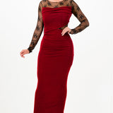 Lace Draped Bodycon Midi Dress