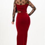 Lace Draped Bodycon Midi Dress
