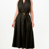 Sleeveless Button-Front Belted Shirt Dress