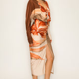 Front Ruched V-Neck Midi Dress