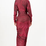 Deep V-neck Pleats Midi Dress