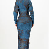 Deep V-neck Pleats Midi Dress