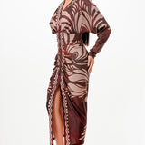Deep V-neck Pleats Midi Dress
