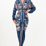 Deep V-neck Pleats Midi Dress