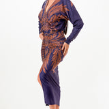 Front Ruched V-Neck Midi Dress