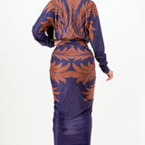 Front Ruched V-Neck Midi Dress