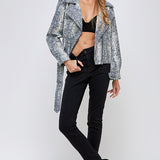 Snakeskin Faux Leather Biker Jacket (JACKET ONLY)