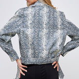 Snakeskin Faux Leather Biker Jacket (JACKET ONLY)