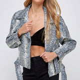 Snakeskin Faux Leather Biker Jacket (JACKET ONLY)