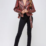 Snakeskin Faux Leather Biker Jacket (JACKET ONLY)