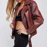 Snakeskin Faux Leather Biker Jacket (JACKET ONLY)
