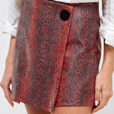 Faux Leather Wrap Style Snakeskin Skort (BOTTOM ONLY)