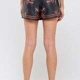 Faux Leather Floral Placement Print Skort