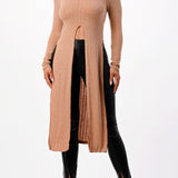 Front Tie Maxi Knit Long Sleeve Top