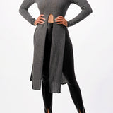 Front Tie Maxi Knit Long Sleeve Top