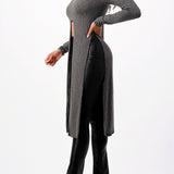Front Tie Maxi Knit Long Sleeve Top
