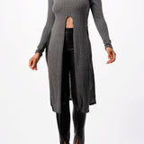Front Tie Maxi Knit Long Sleeve Top
