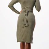 Front Tie Maxi Knit Long Sleeve Top