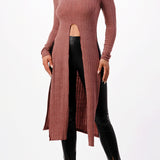 Front Tie Maxi Knit Long Sleeve Top