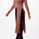 Front Tie Maxi Knit Long Sleeve Top