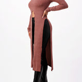 Front Tie Maxi Knit Long Sleeve Top