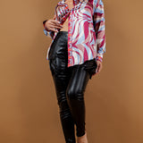 Scarf Printed Silky Blouse