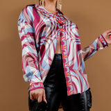 Scarf Printed Silky Blouse