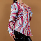 Scarf Printed Silky Blouse