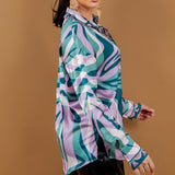 Scarf Printed Silky Blouse